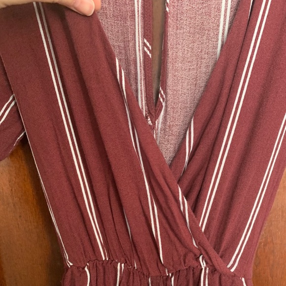 striped maroon romper - Picture 2 of 6